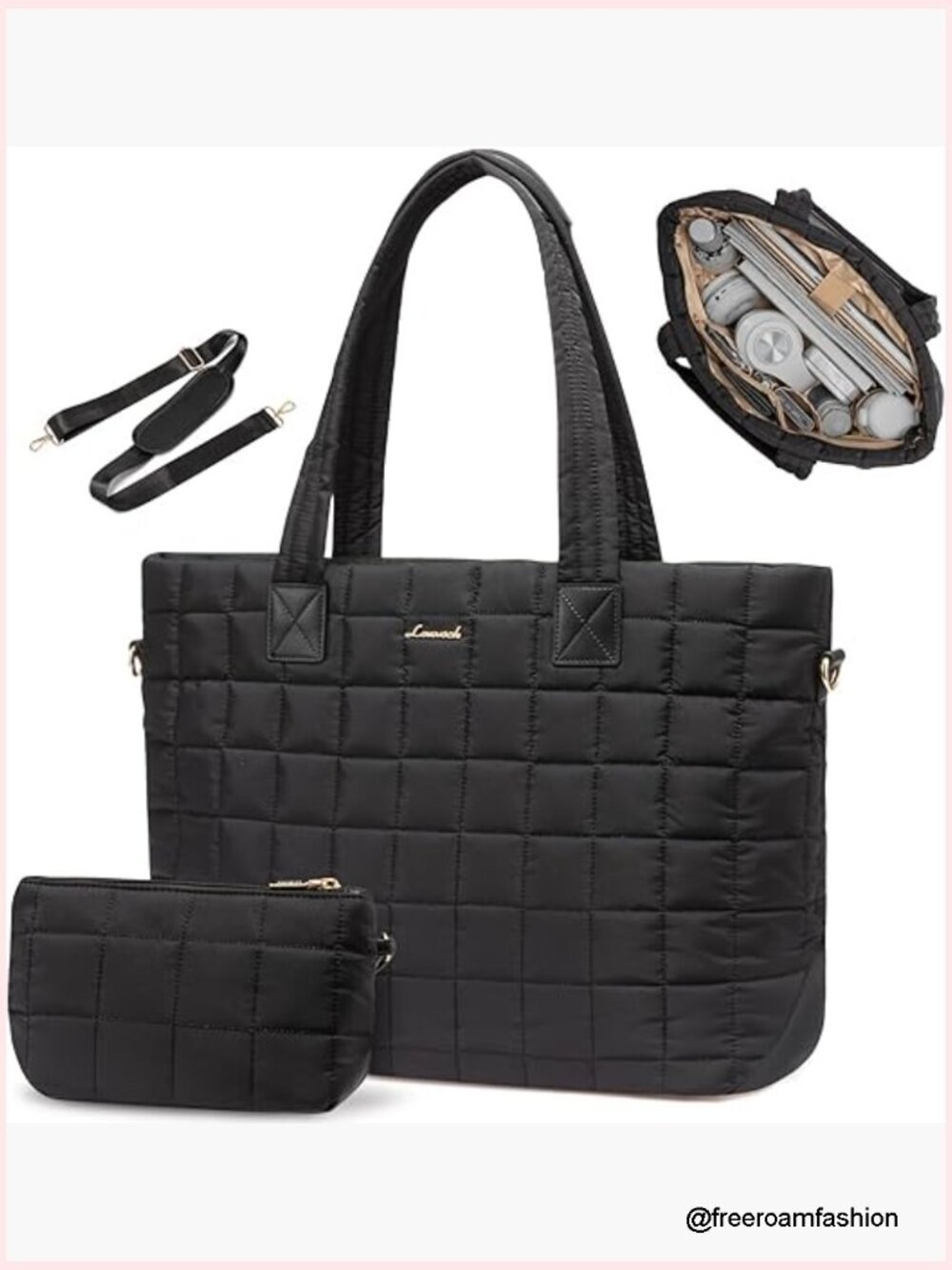 Large 17 Inch Laptop Tote Bag with Padded Compartment and 9 Pockets